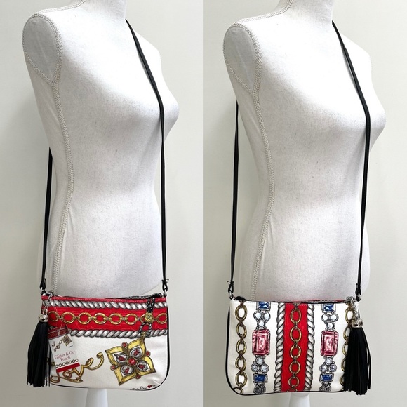 NWT Brighton Glitter & Go Pouch Crossbody Purse Bag Love Chain Diamond Print - Picture 1 of 11